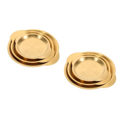  6 PCs Edelstahl -Abendessen Runde Teller für Snacks Desserts Früchte Schmuck