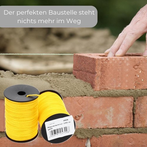 Maurerschnur gelb Richtschnur Pflasterschnur Verlege Lot Bau Schnur 100m 2mm - Bild 5 von 5