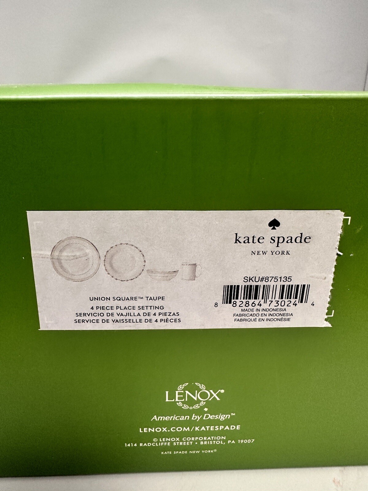Kate Spade New York 875135 Union Square Taupe Dinnerware 16-Piece Dinnerware Set