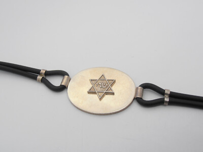 Cozzi Gioielli Star of David Bracelet 925 Silver and Rubber Hebrew Symbol