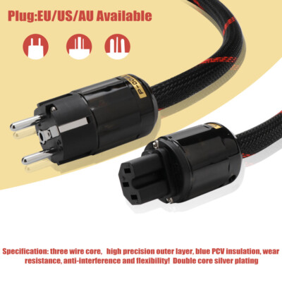 OCC Einkristallkupfer Draht mit EU Schuko HiFi Audio Mains Supply Cord Netzkabel