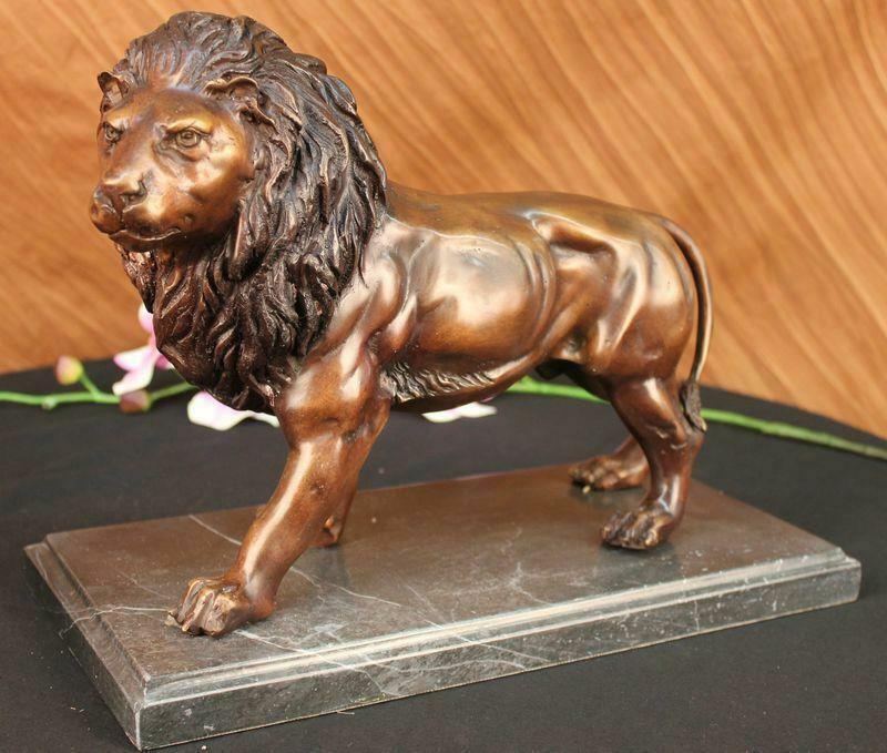 Chaud Fonte Bronze Chasse Lion Puma Lionne Safari Jungle Statue Sculpture Oeuvre