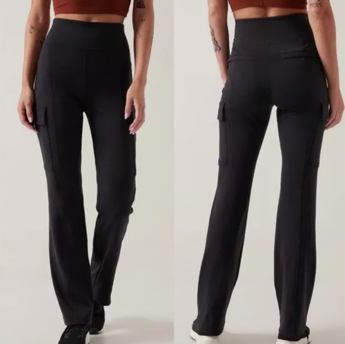 Athleta Delancey Straight Cargo Pant Small High Rise Stretchy In Black - Picture 2 of 12