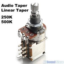 PUSH-PUSH Audio or Linear Taper 250K / 500K DPDT Coarse Spline Pot Potentiometer