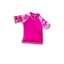 WOMEN'S GIRLS JUNIOR SHORT SLEEVE RASH GUARD KONA PINK BLUE See size chart