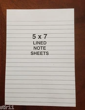 Refill Note Paper - Loose Ruled Sheets - 5"  x 7 "  100 Sheets * Lot of 3*