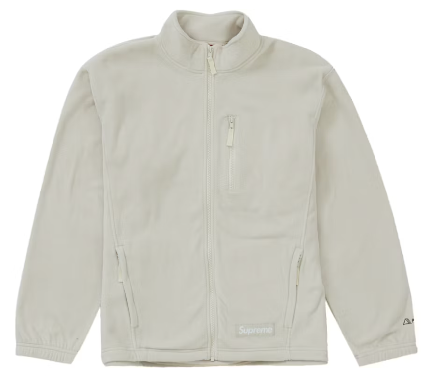 FW22 SUPREME POLARTEC CREAM OFF WHITE STONE FULL ZIP UP JACKET SZ 