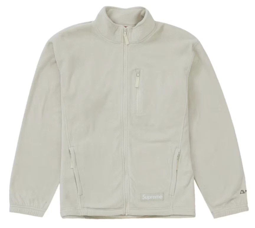 VESTE ZIPPÉE INTÉGRALE FW22 SUPREME POLARTEC CRÈME BLANC CASSÉ PIERRE TAILLE M