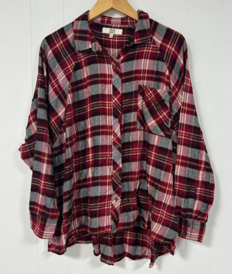 True Craft Woman's Sz Large Plaid Flannel Long sleeve Button Down Shirt