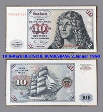 M️ 10 Deutsche Mark ☘️ 2 January 1980 💥 DM note Bundesbank 🍄 CN 5683778 N 🌐