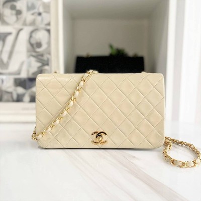 CHANEL Matelasse Full Flap Ivory Shoulder Bag Lambskin Ladies | eBay