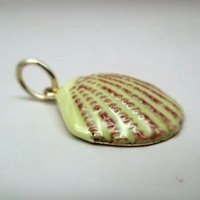Sterling Silver or Enamel SCALLOP SHELL Charm for Bracelet BEACH JEWELRY Nice!