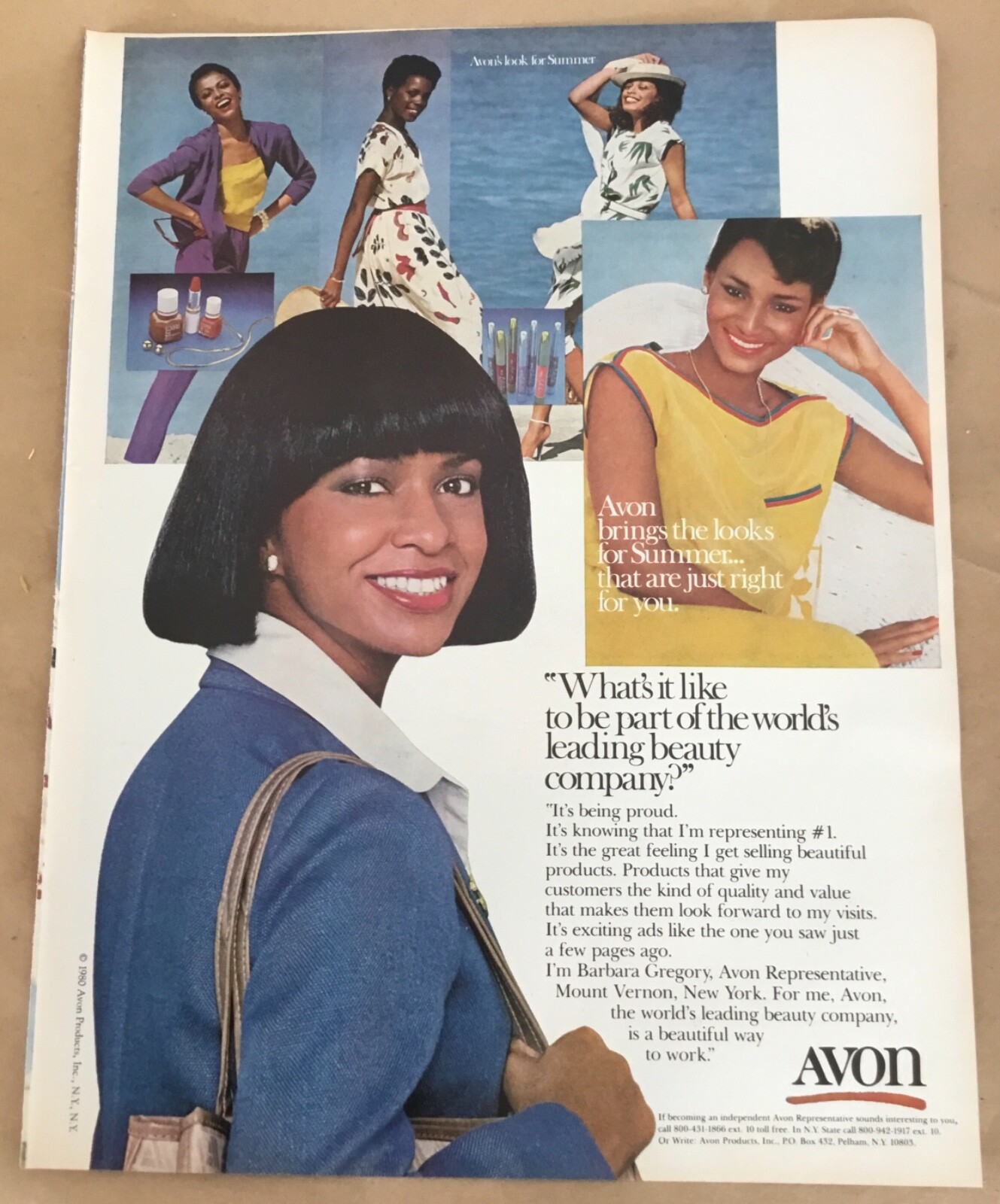Avon makeup sales rep ad 1980 vintage print 1980s retro photo art