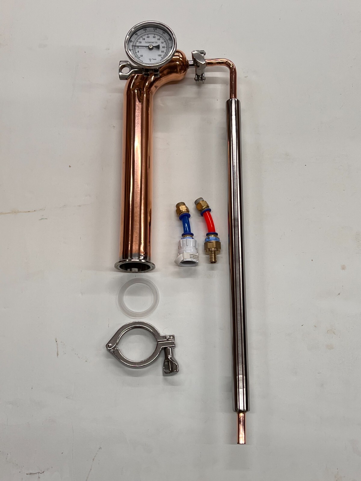 2" Copper Pot Still Head with condenser fits beer keg or moonshine