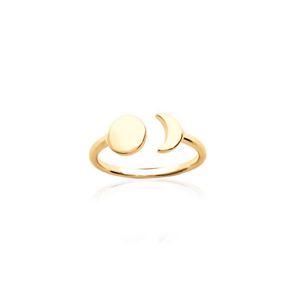 Alliance astre lune plaqué or bague anti allergie pour femme