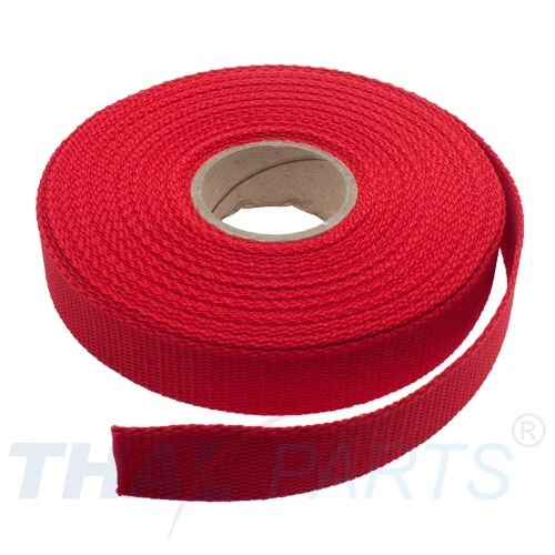 THAL PARTS® 10m Gurtband 25mm Breit - ca. 1,6mm stark - Rot PP Taschengurt Taschenband