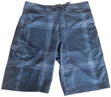 Mossimo Supply Co Mens Swim Trunks Shorts 30 Black Gray Plaid Tie Front Pocket