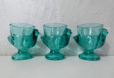3 anciens coquetiers poules turquoise vintage