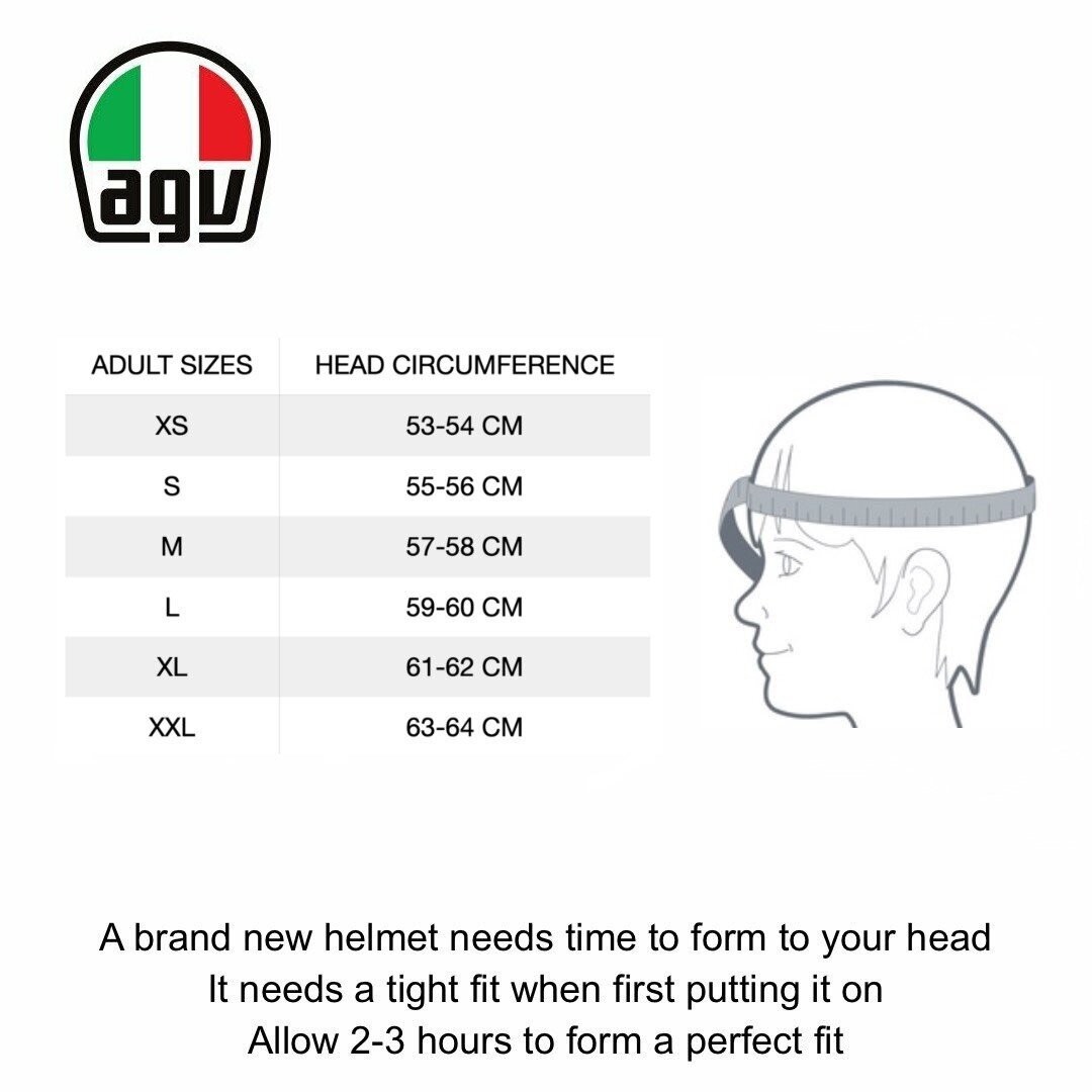 agv helmet size chart asian K6 The micrometric steel fastening system makes securing it quick and safe AGV K3 Helmet - Birdy