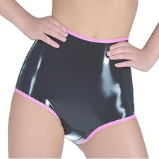 Womens Latex Briefs High Waist Rubber Shorts Underwear Clubwear Fetish 0.4mm