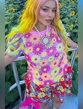 Queen of Sparkles Floral Puff-Sleeve Mini Dress