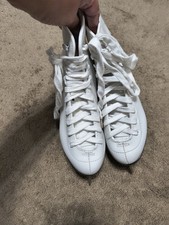 Gold Metal Girl's Ice Skates Size 5 White Great Condition