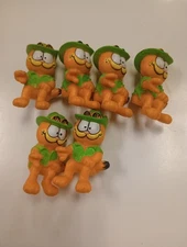 VTG Mcdonalds Garfield Toy 1981 Seated Safari Hat Happy Meal 2.5 inch Lot Of 6