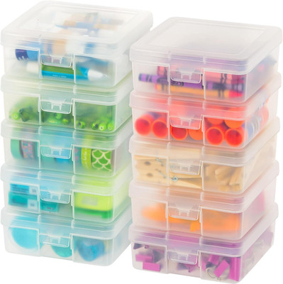 IRIS USA Clear Storage Cases, 10-Pack, |Made in USA|, Plastic Bead Organizing Co
