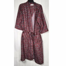Vintage Oscar De La Renta Red Paisley Classic Midi House Robe Coat Womens Medium