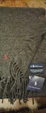 Polo Ralph Lauren Pony Logo on Gray Color Lambs Wool Scarf NWT 