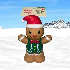 Merry & Bright Snow Big Gingerbread L 9" Squeaky Dog Toy Christmas Holiday