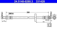 ATE Bremsschlauch 24.5148-0280.3 FüR Ford