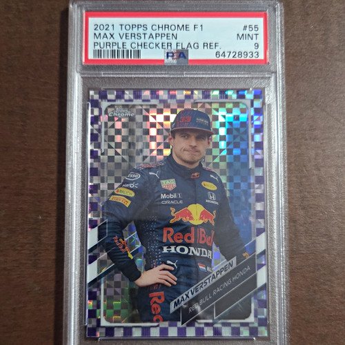 Topps 2021 Chrome F1 Max Verstappen #55 Purple Checker Flag /199 PSA 9 64728933