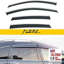 Smoke Tint with Chrome Trim Window Visors Compatible with 2007-2011 07-11 CRV