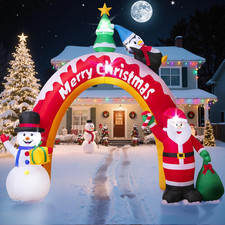 10FT Christmas Inflatables Archway with Santa Claus, Snowman  Christmas Tree, L