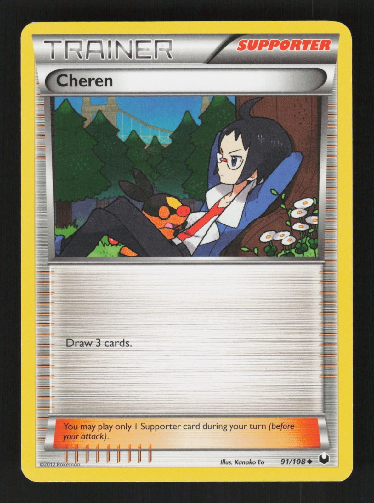 Cheren Uncommon Dark Explorers 91/108 Heavily Played