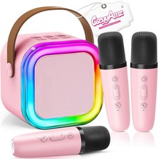 Mini Karaoke Machine with 3 Wireless Microphones for Kids - Pink