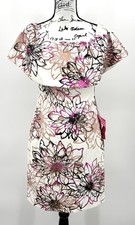 Belle Badgley Mischka Brianne Off Shoulder Dress Size 4 Metallic Shimmer NWT