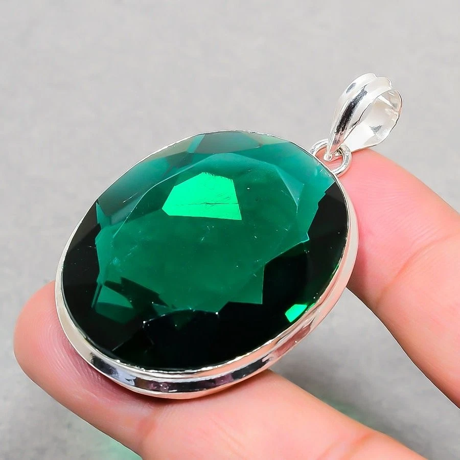 Grüner Turmalin Edelstein Anhänger Handarbeit Antik Geschenk Ovale Form Schmu... - Bild 4 von 4