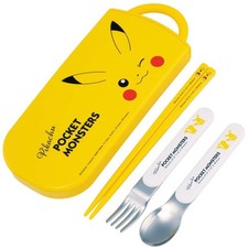Skater Pok mon Pikachu Kids Cutlery Set   Spoon Fork Chopsticks   Made in Japan