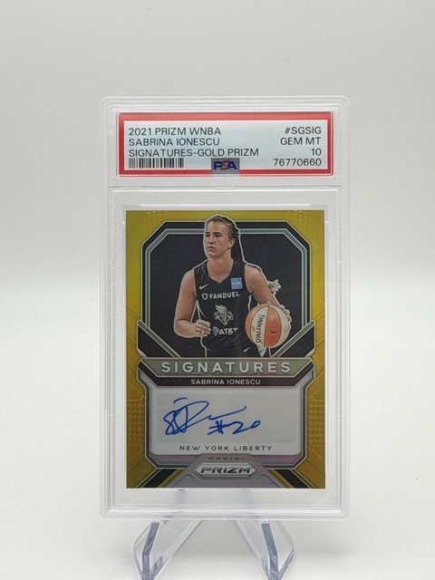 Sabrina Ionescu 2021-22 Panini Prizm Wnba Signatures Gold Auto /10 PSA 10