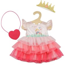 Puppenkleid ''Prinzessin Emily''Herztasche,Krone, Gr. 28-35 cm