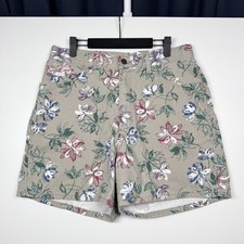 Vintage Lee Floral Denim Shorts Womens 16 Med. Tan High Waisted 90s Made in USA
