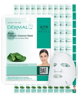 DERMAL Aloe Collagen Essence Facial Mask Sheet 23g Pack of 100 - Skin... 