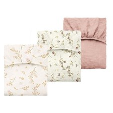 The 3-Pack Muslin Crib Set Soft Breathable Baby Girl Boy Crib Sheets, 100 Co...