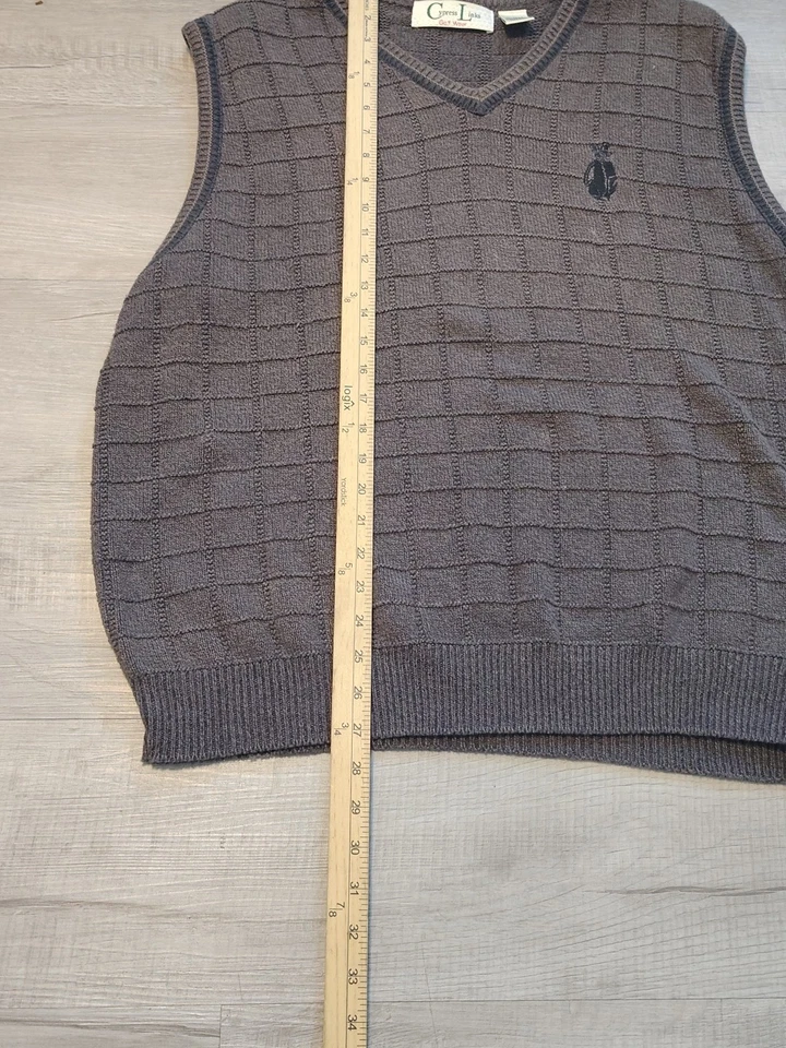 Chaleco Suéter Eslabones Ciprés De Colección Golf Marrón XL Hecho en EE. UU. TEJIDO Foto 3 de 4