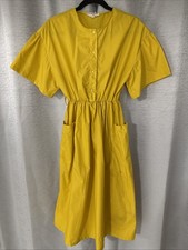 NWT Free People Home Made Gold Lightweight Dress Pockets Pullover Size SMALL