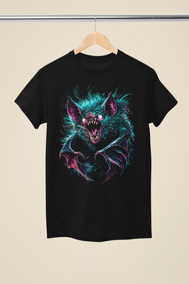 Neon Dämon Fledermaus Vampir Horror Dark Fantasy Teal Pink Unisex Gothic T-Shirt
