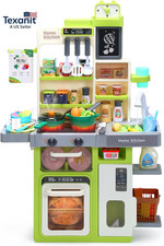 Kids Kitchen Playset, Pretend Play Kitchen with Sounds and Lights, Cooking Stove