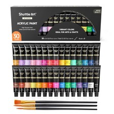 Acrylic Paint Set 30 Colors Non Toxic 12ml Tubes for Canvas Wood Rock Art
